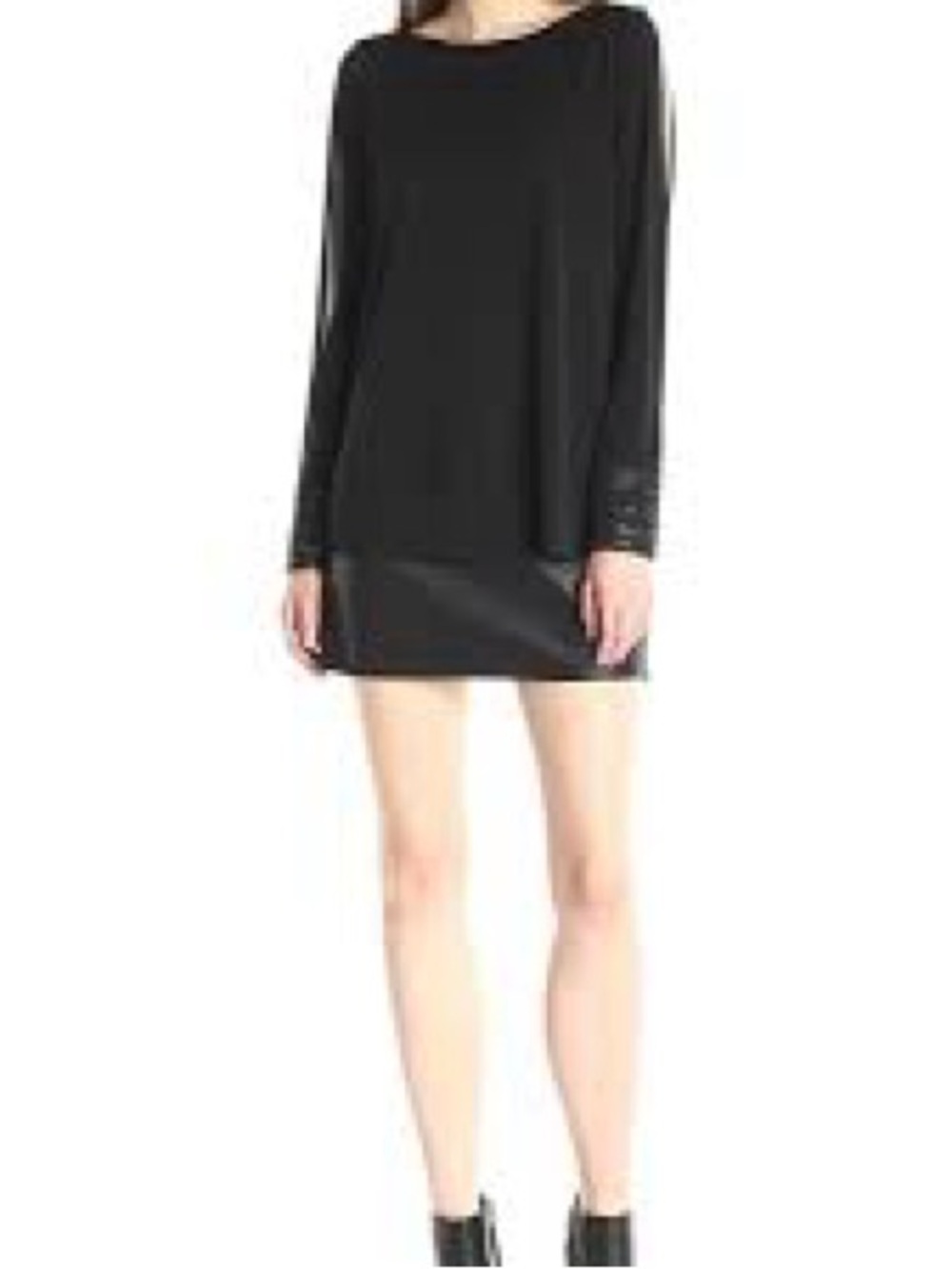 Bailey 44 Musical Montage Dress Womens Small Black Excellent Faux Leather Trim